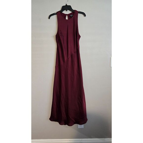 Express Burgundy Satin Midi Dress Size Small - Picture 3 of 7